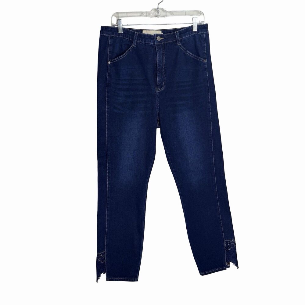 Soft Surroundings Jeans Lace Details Ankle Size 16 Tall Medium Wash Stretch High